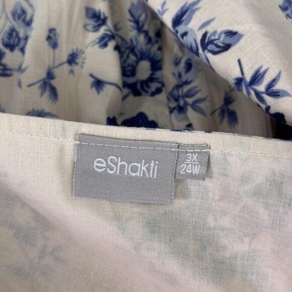 eShakti Dress Womens 3X Blue Floral Fit Flare Cottagecore Romantic Pockets Plus - Picture 3 of 13